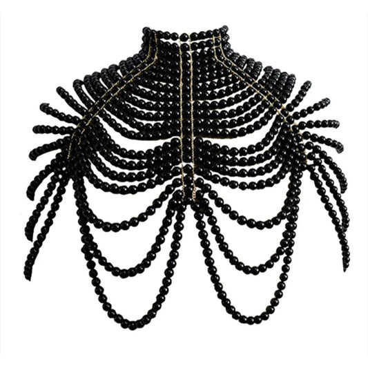 Black Pearl Chunky Body Chain| Bold Statement Jewelry for the Modern Muse