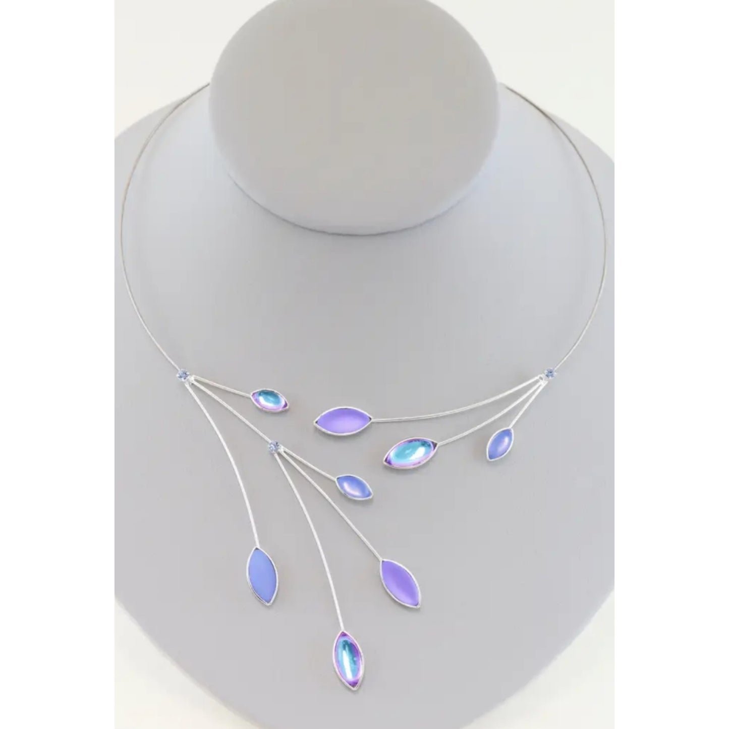 Pale Blue Lavender Hues Necklace Set