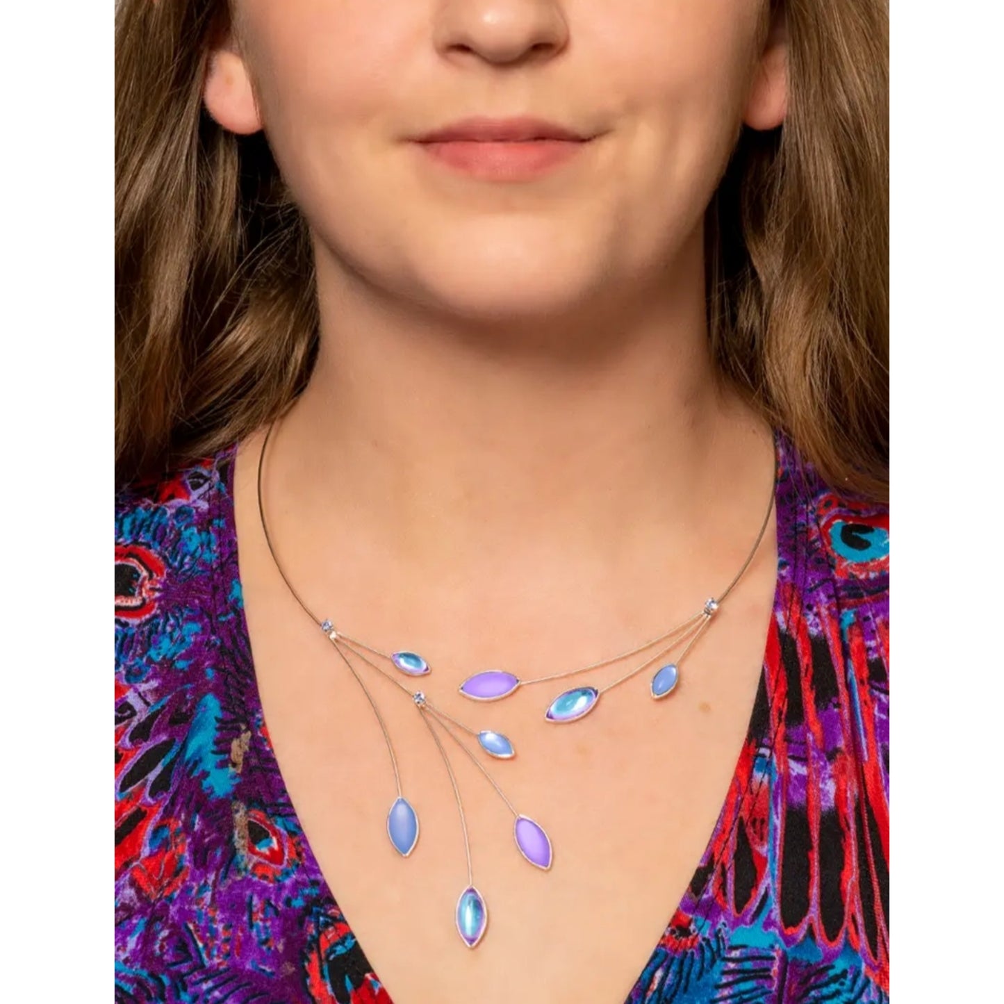 Pale Blue Lavender Hues Necklace Set