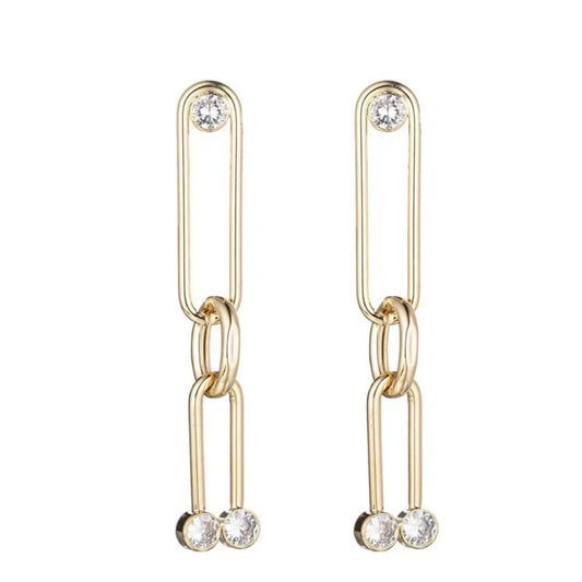 CZ Linear Drop Earrings