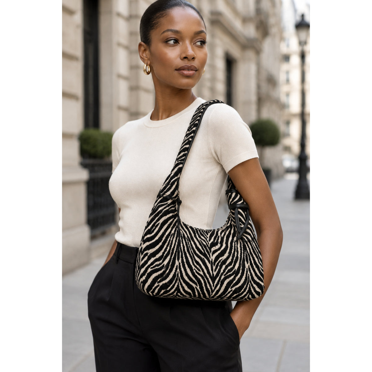 Maple Zebra Print Shoulder Bag