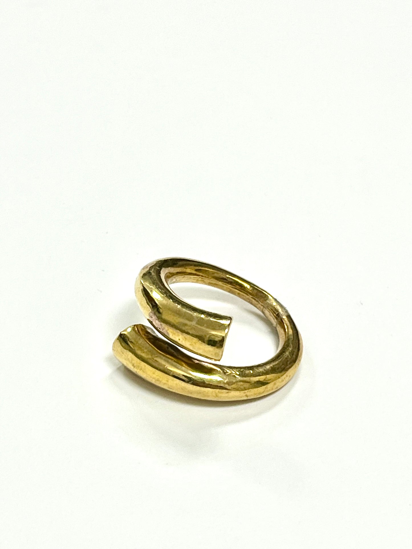 High Quality Gold Toned Brass Modern Wrap Double Chunky Bold Ring