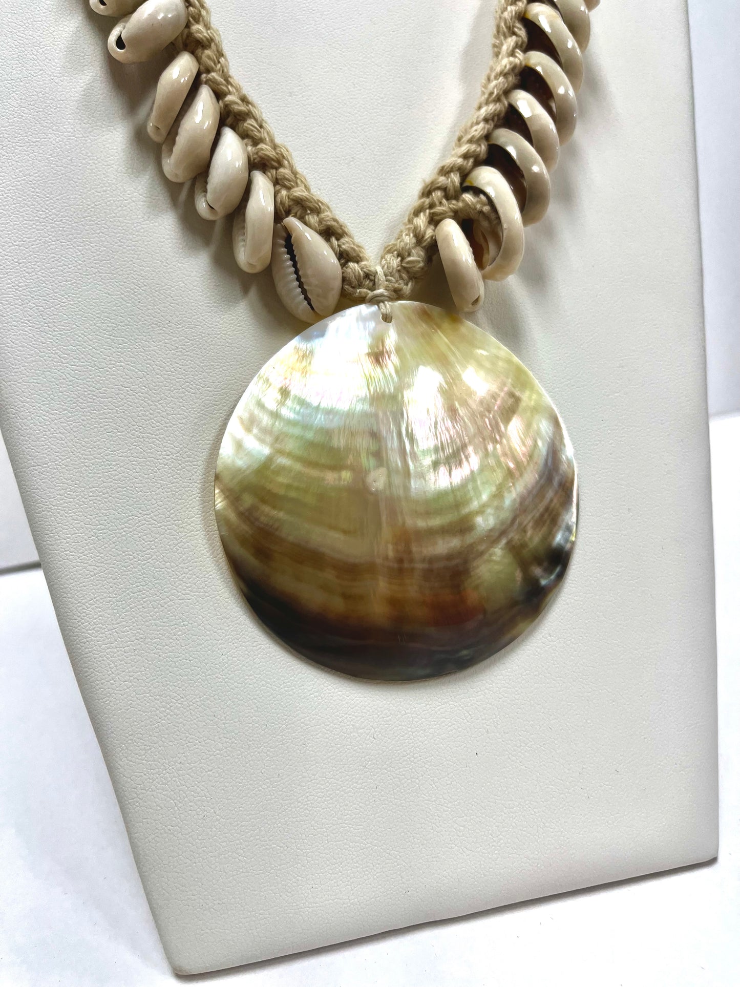 Unique Large Cotton Cowry Shell Necklace