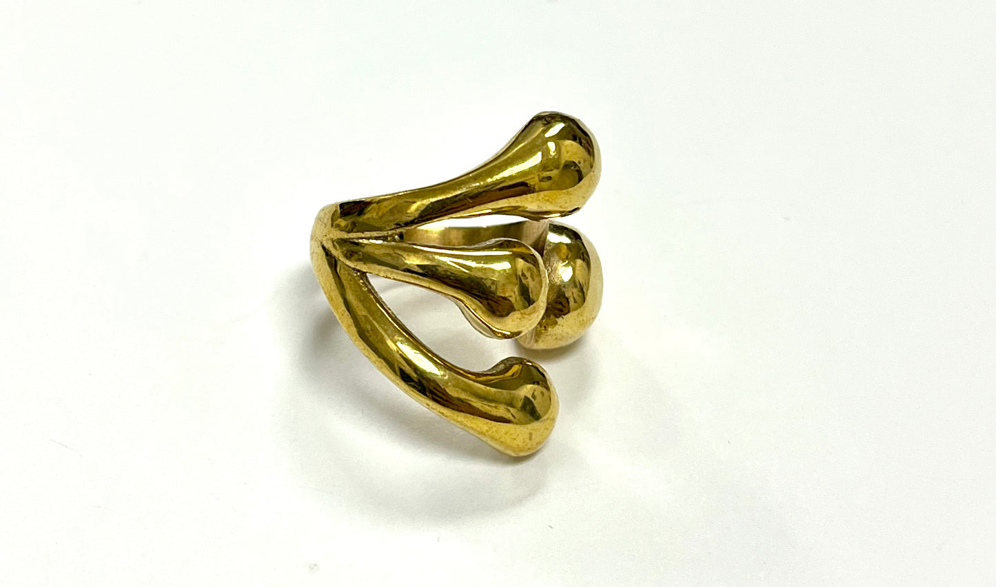 High Quality Gold Toned Brass Modern Wrap Double Chunky Bold Ring