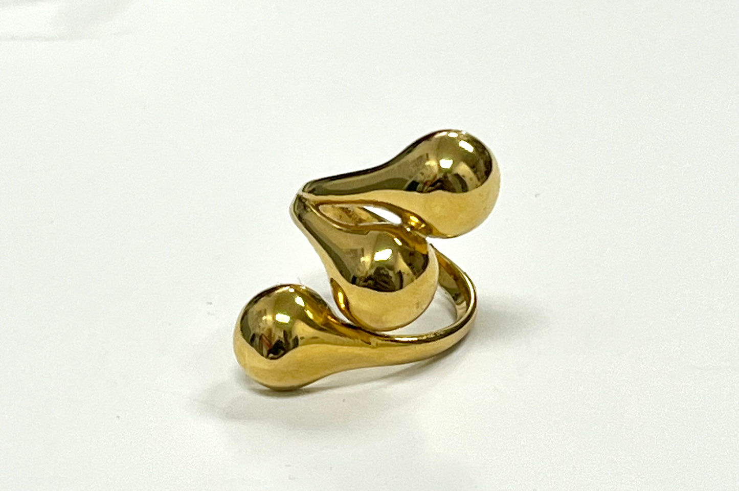High Quality Gold Toned Brass Modern Wrap Double Chunky Bold Ring