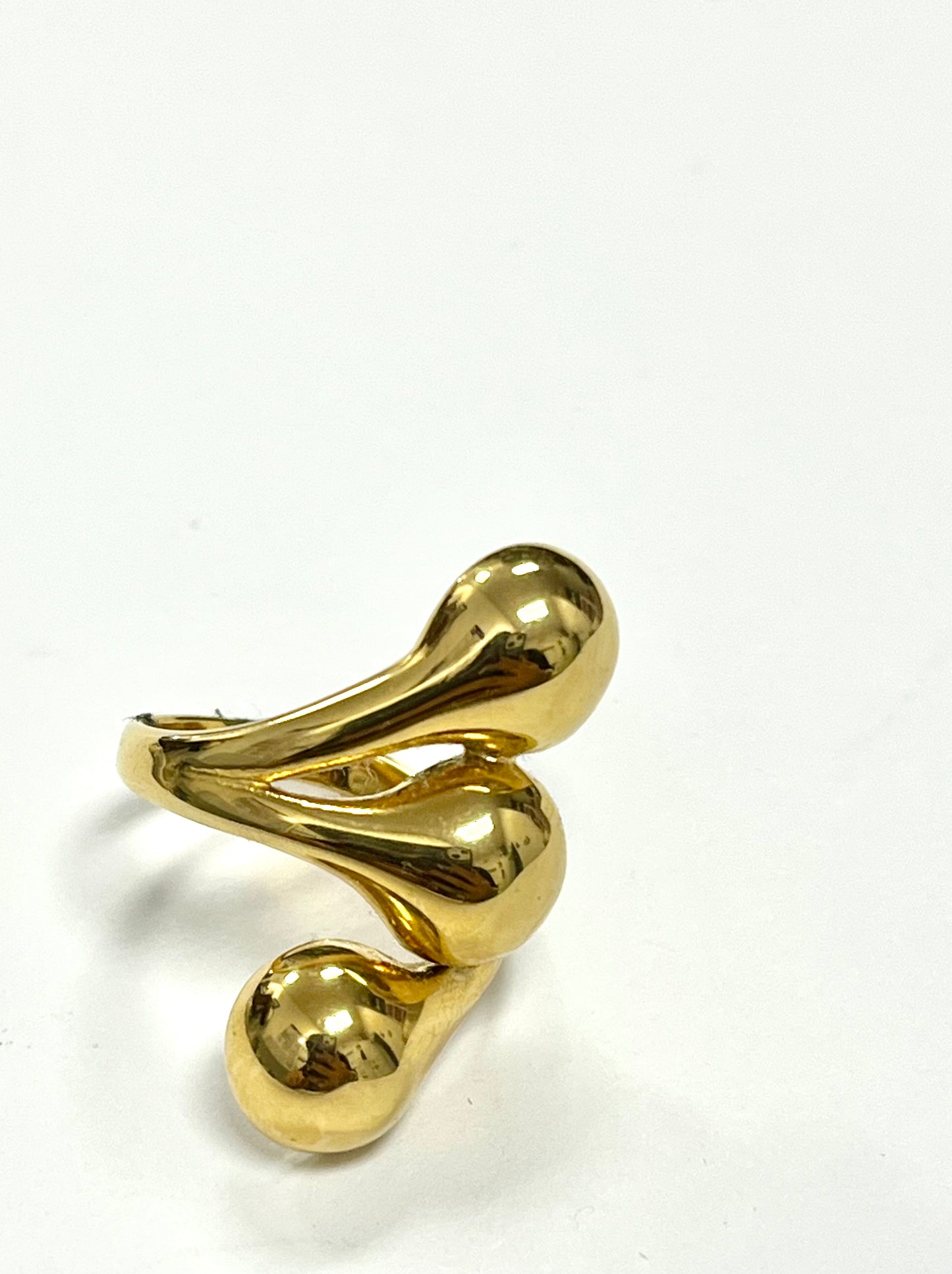 High Quality Gold Toned Brass Modern Wrap Double Chunky Bold Ring