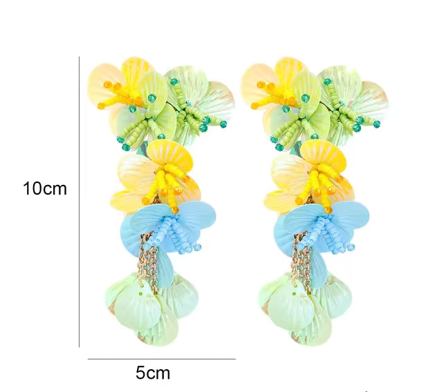 Budding Beaded Flower Earrings