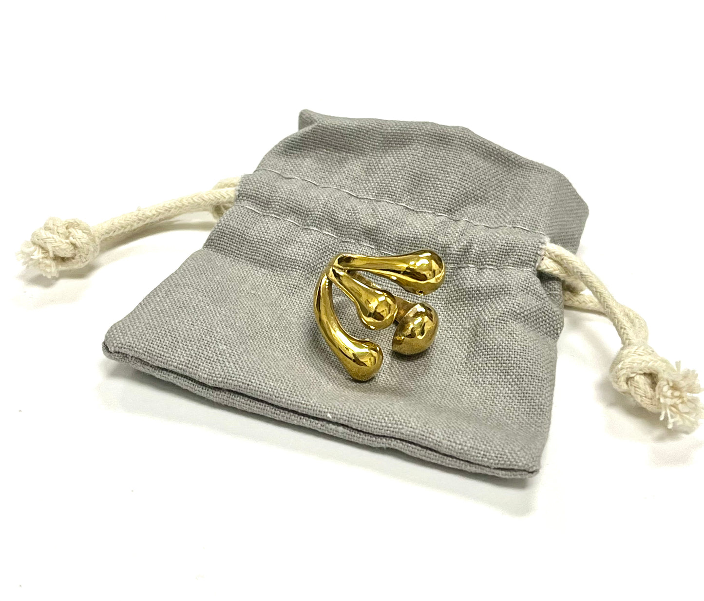 High Quality Gold Toned Brass Modern Wrap Double Chunky Bold Ring