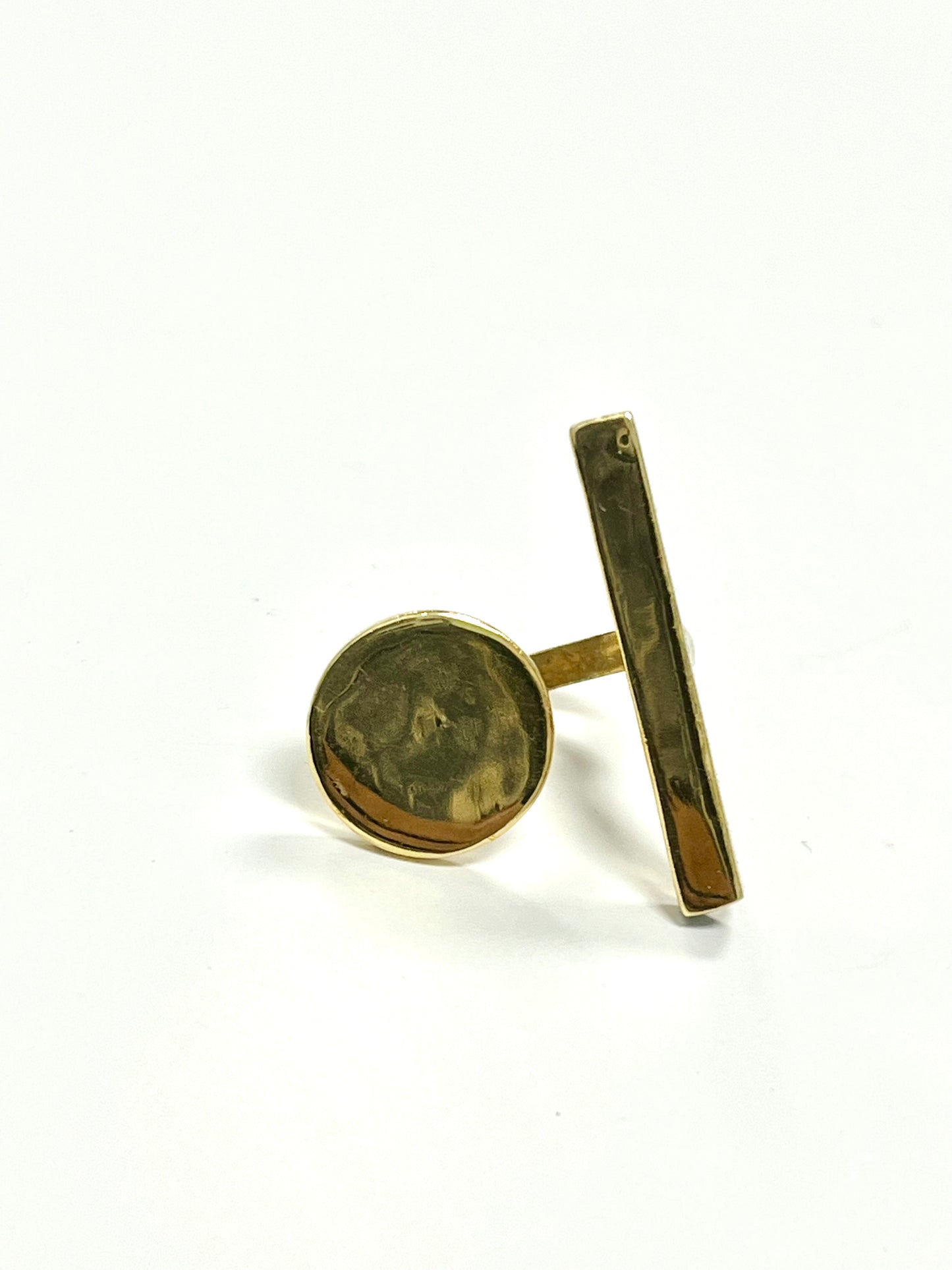 High Quality Gold Toned Brass Modern Wrap Double Chunky Bold Ring