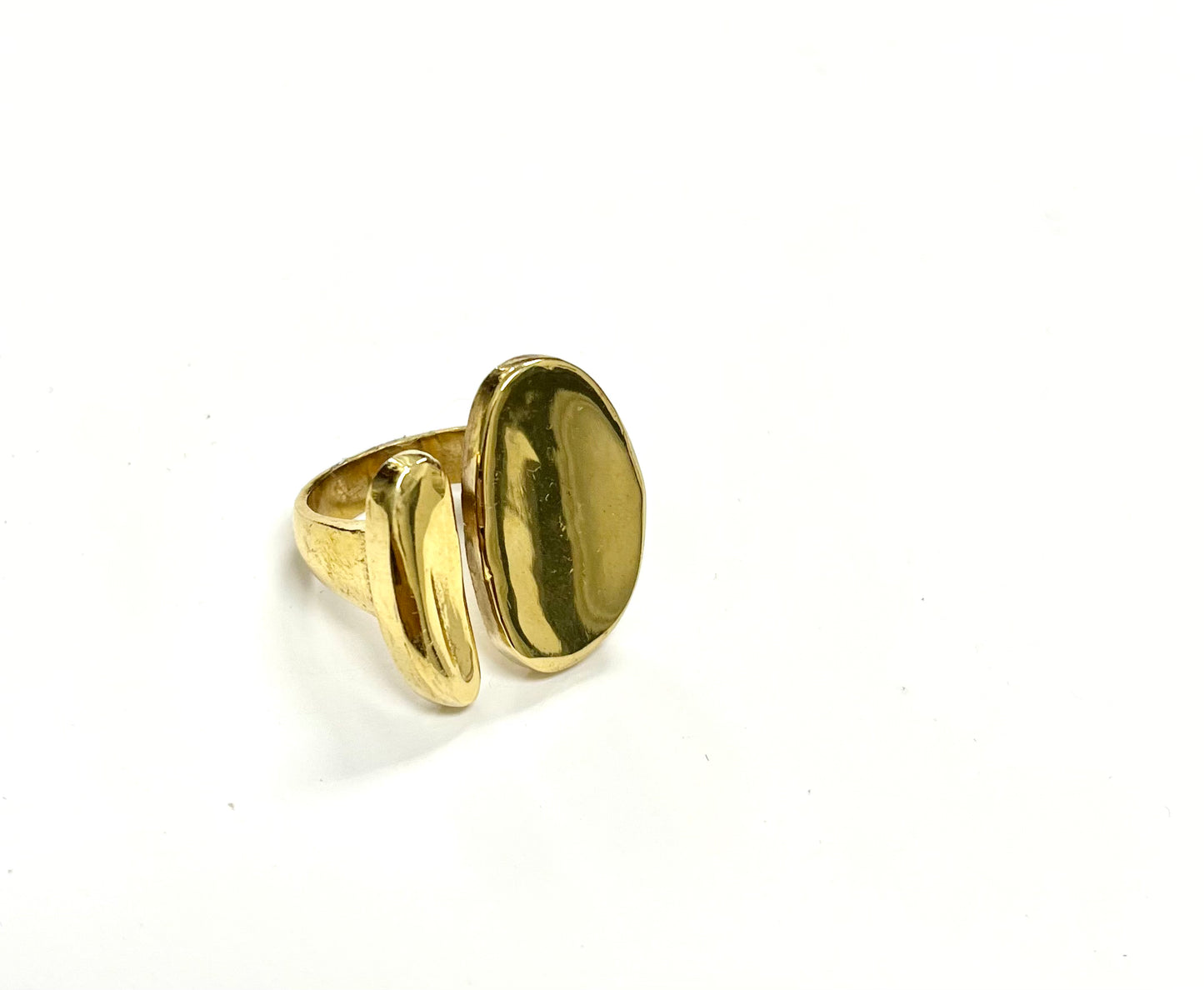 High Quality Gold Toned Brass Modern Wrap Double Chunky Bold Ring