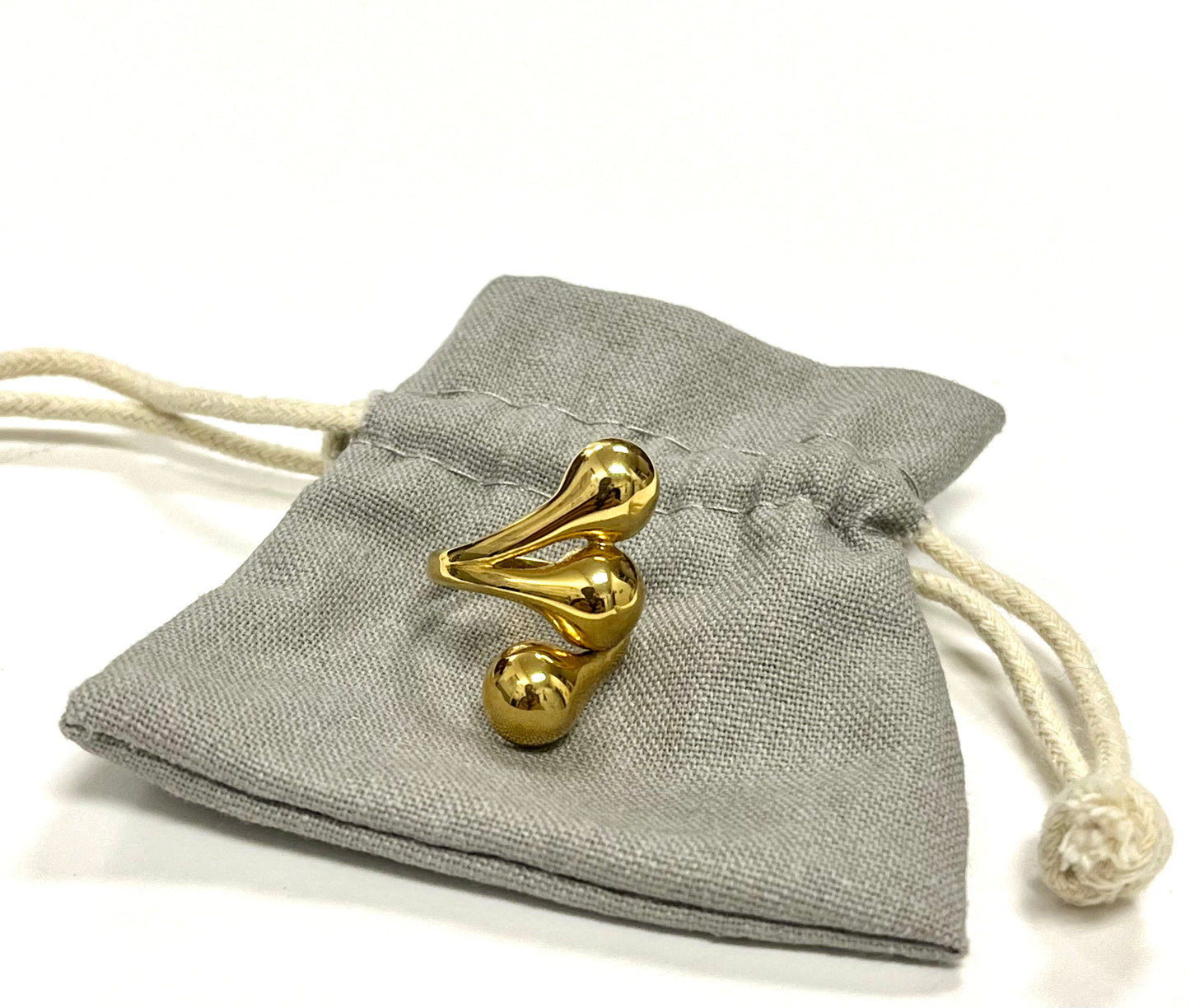 High Quality Gold Toned Brass Modern Wrap Double Chunky Bold Ring