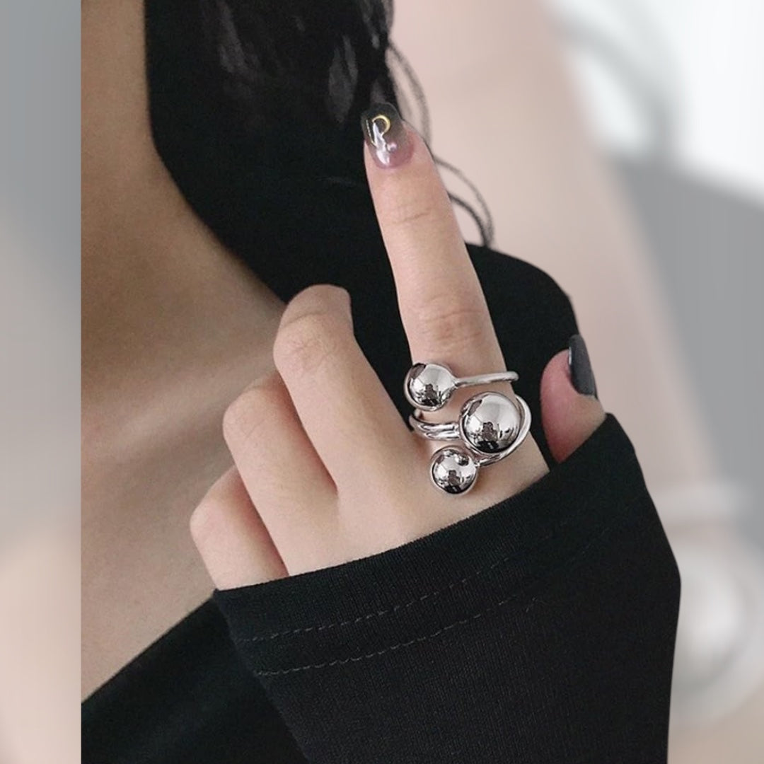 Silver Steel Droplet Ring