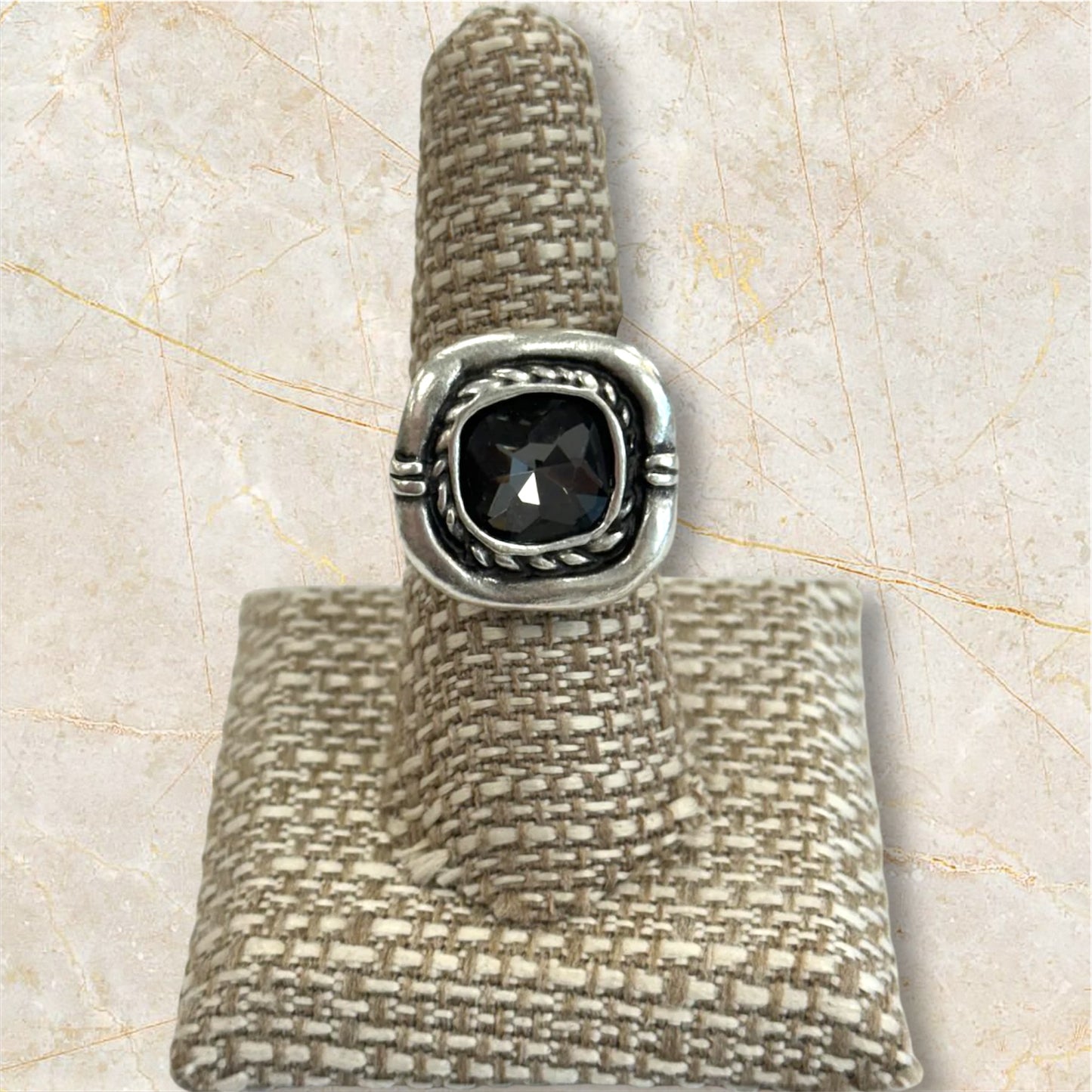 Smokey Crystal Woven Ring