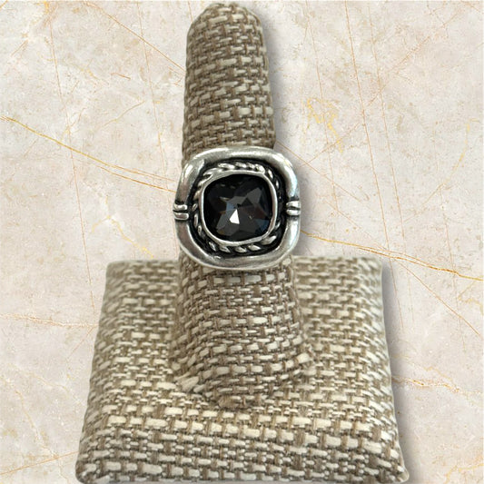 Smokey Crystal Woven Ring