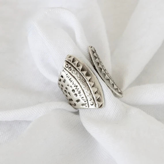 Textured Open Back Silver Ring