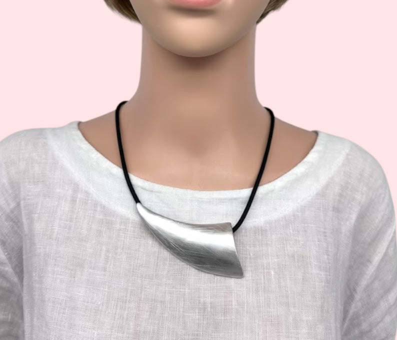 Abstract Silver Slip Necklace