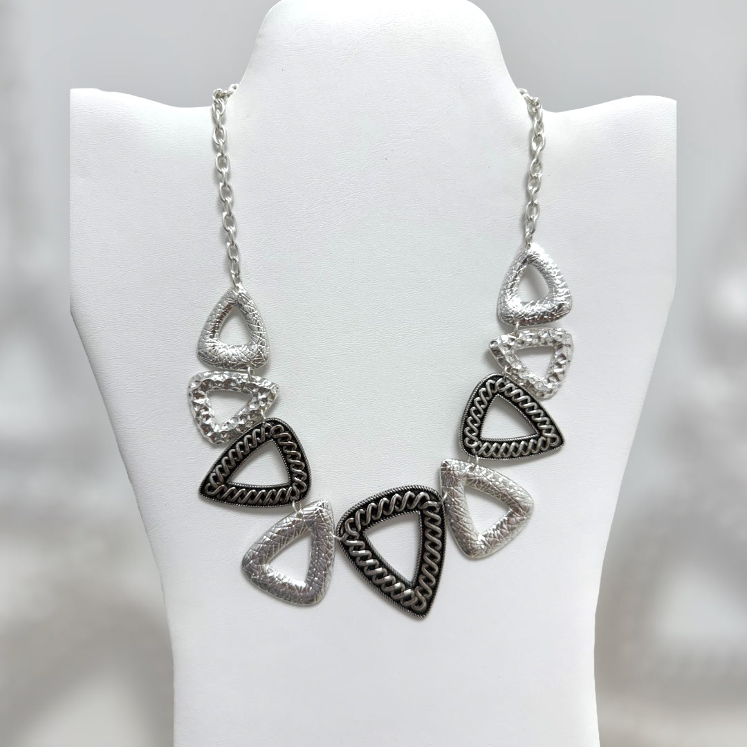 Triangle Abstract Silver Necklace