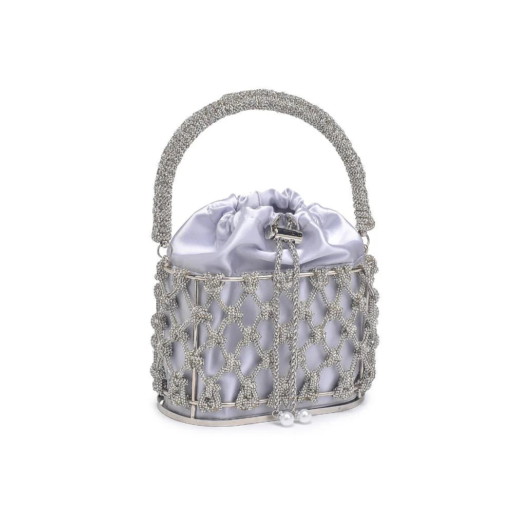 Silver Knotted Rhinestone Evening Handbag