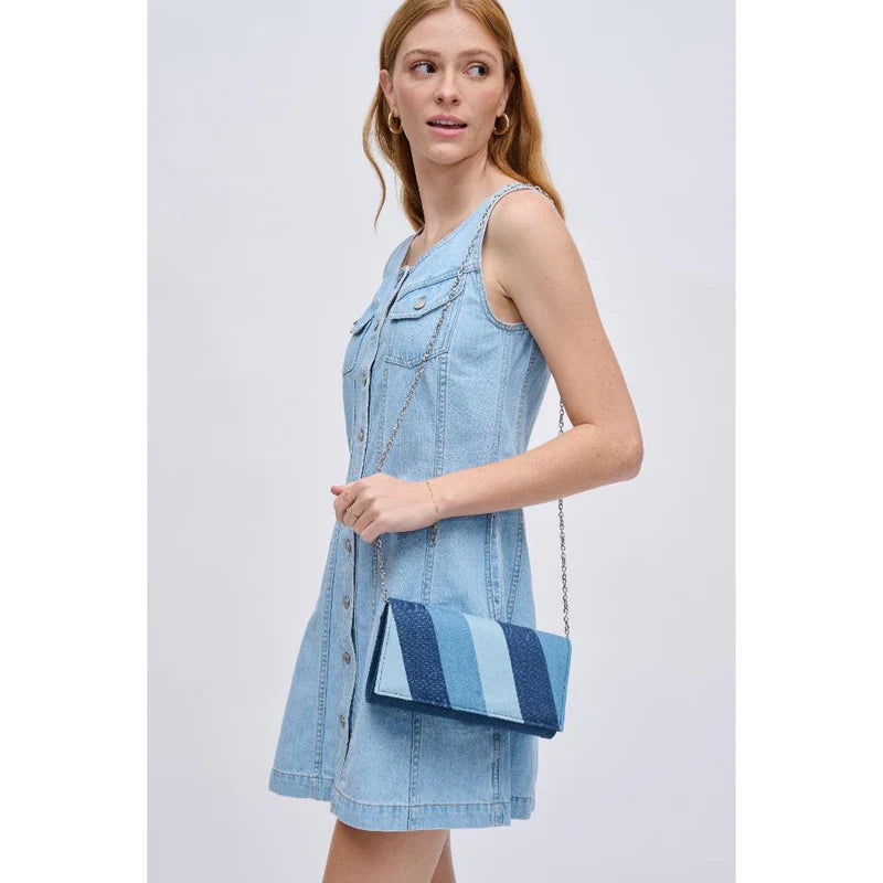 Patchwork Denim Clutch Handbag