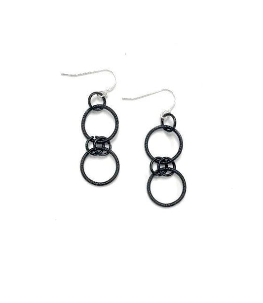 Piano Wire Earring Double Loop in Black