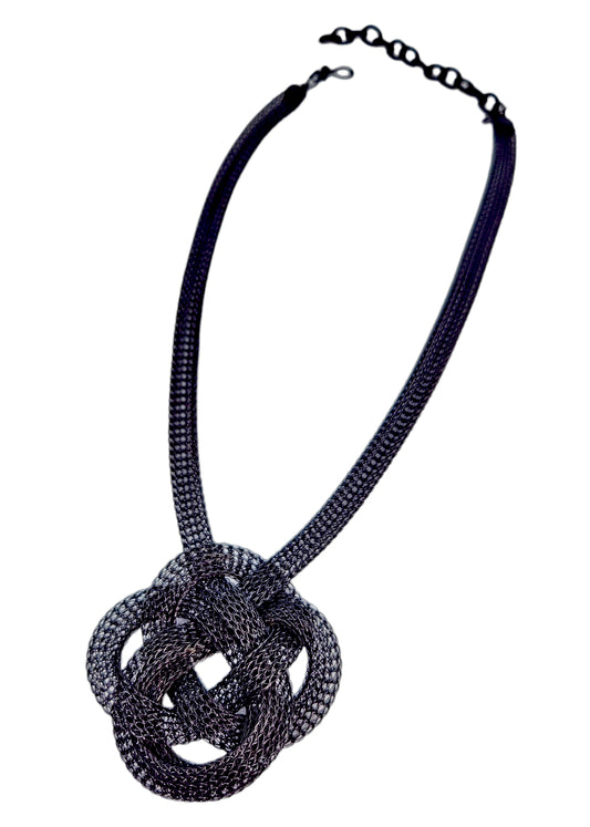 Knotted Black Mesh Handmade Necklace