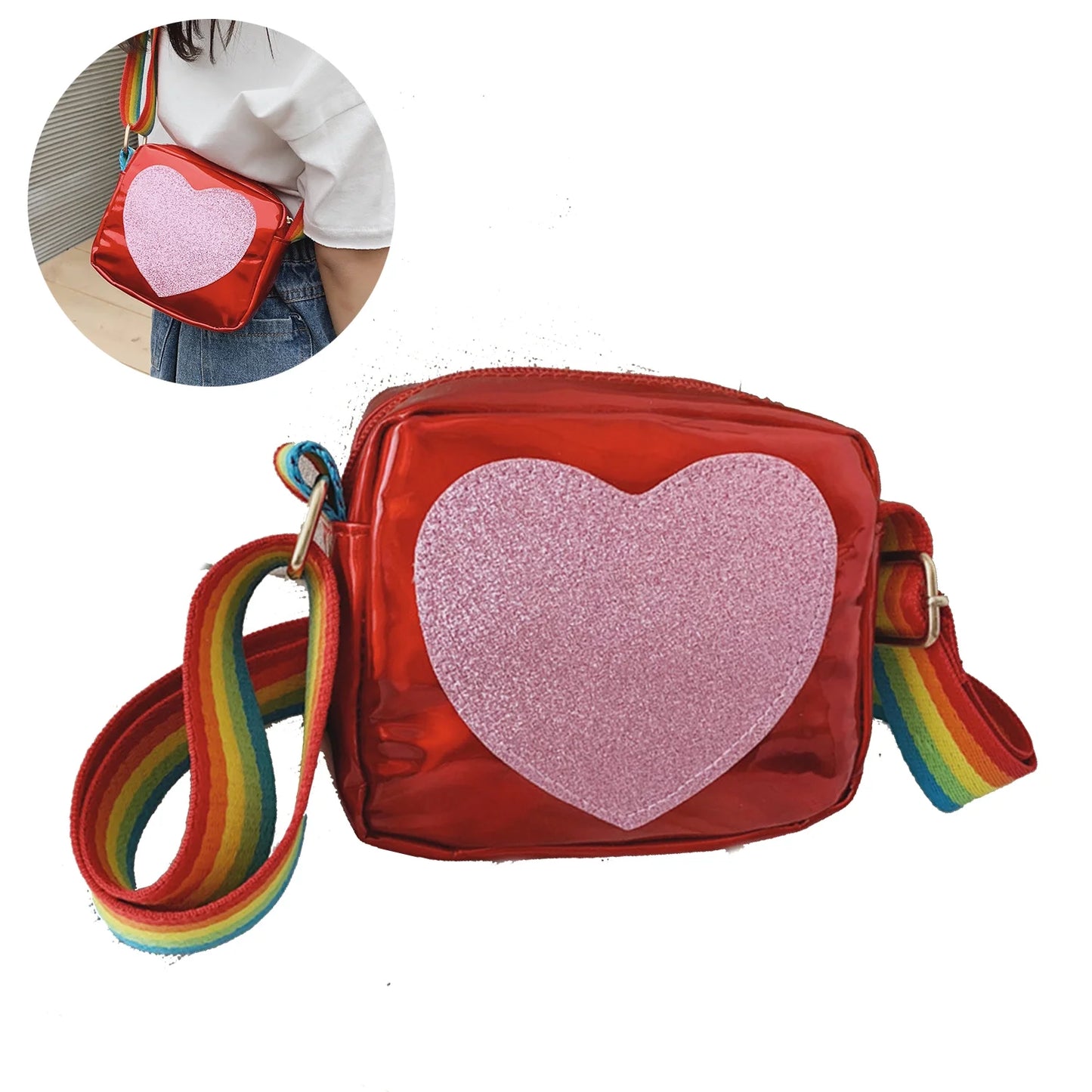 Sparkly Heart Crossbody Bag