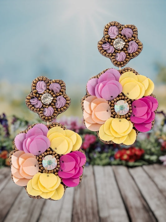 Blossom Beam Sequin Earrings