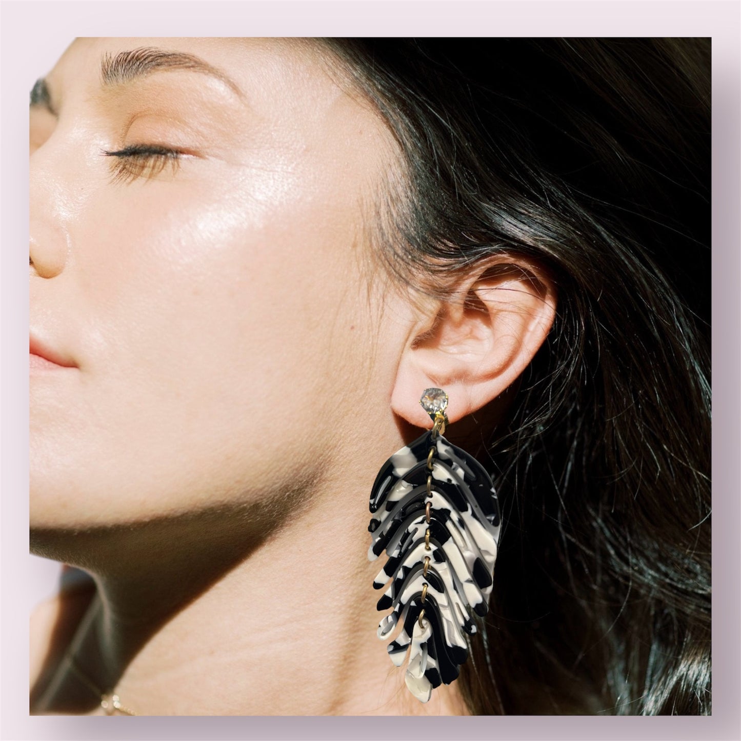 Speckled Monstera Leaf Earrings