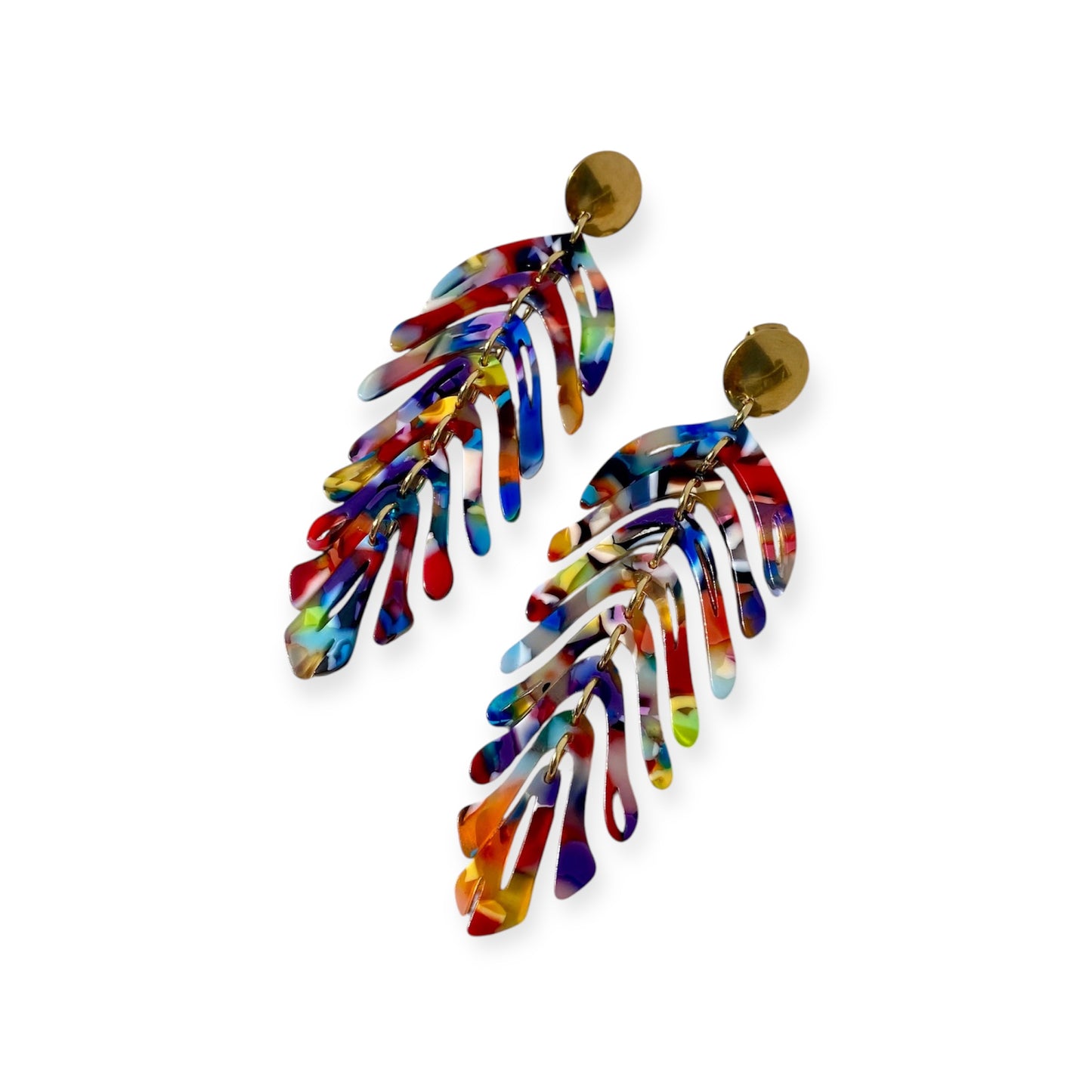 Multi-color Boho Monstera Leaf Earrings