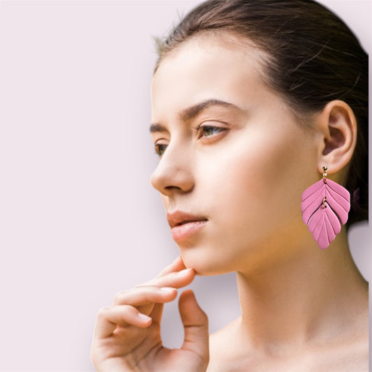 Lilac Clay Monstera Leaf Earrings