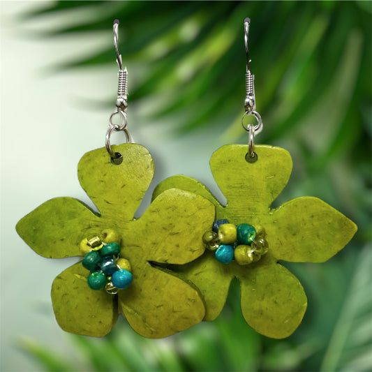 Green Meadow Flower Earrings