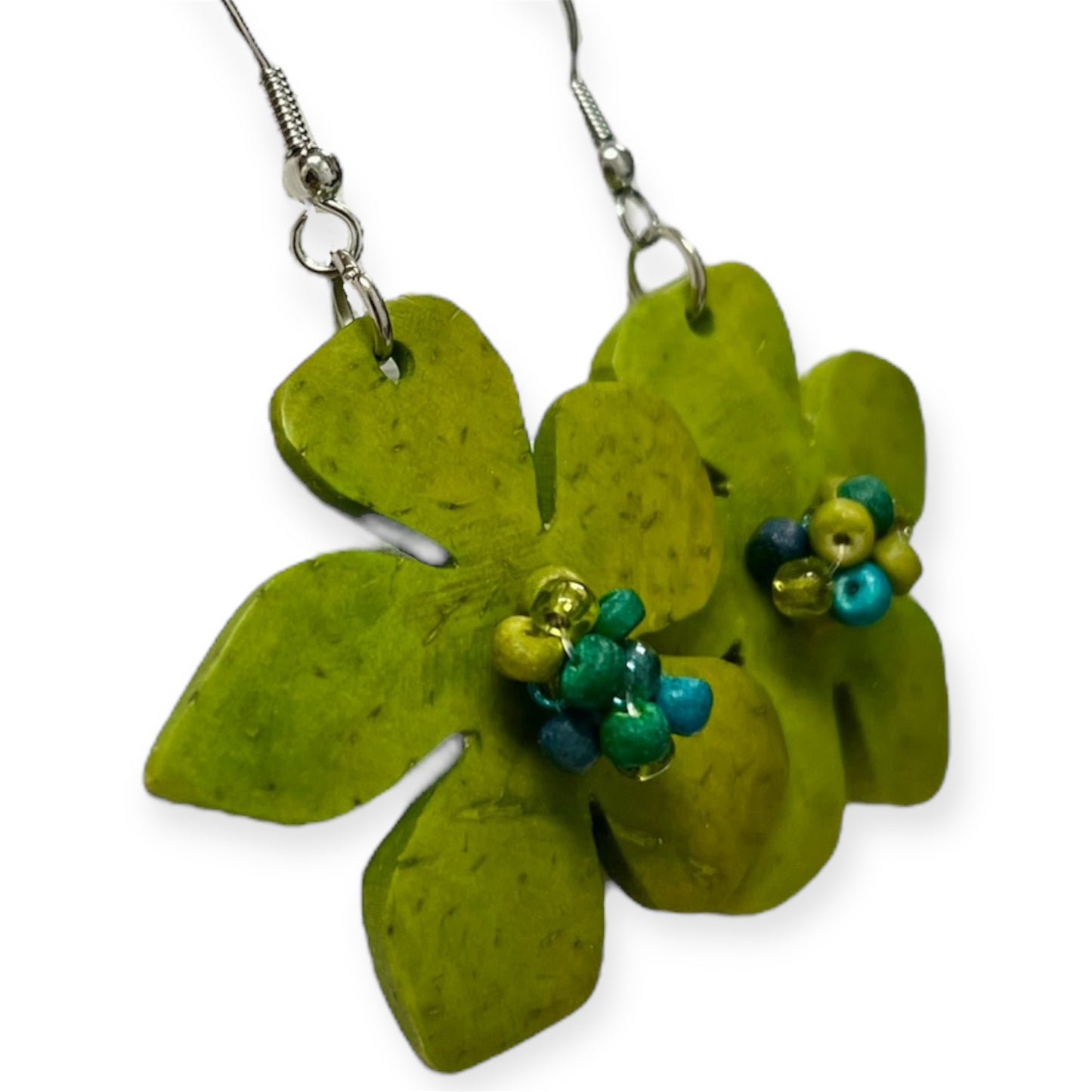 Green Meadow Flower Earrings