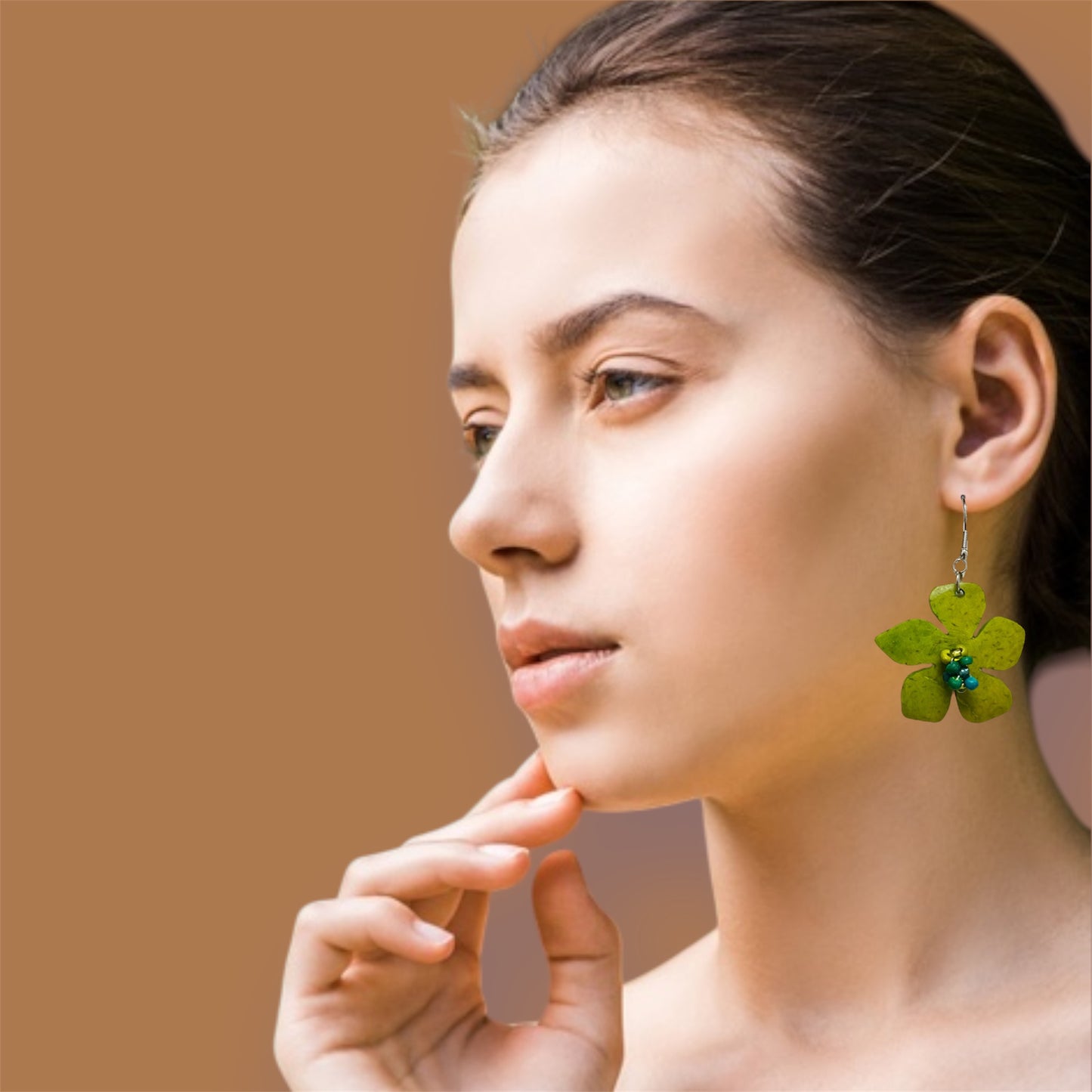 Green Meadow Flower Earrings
