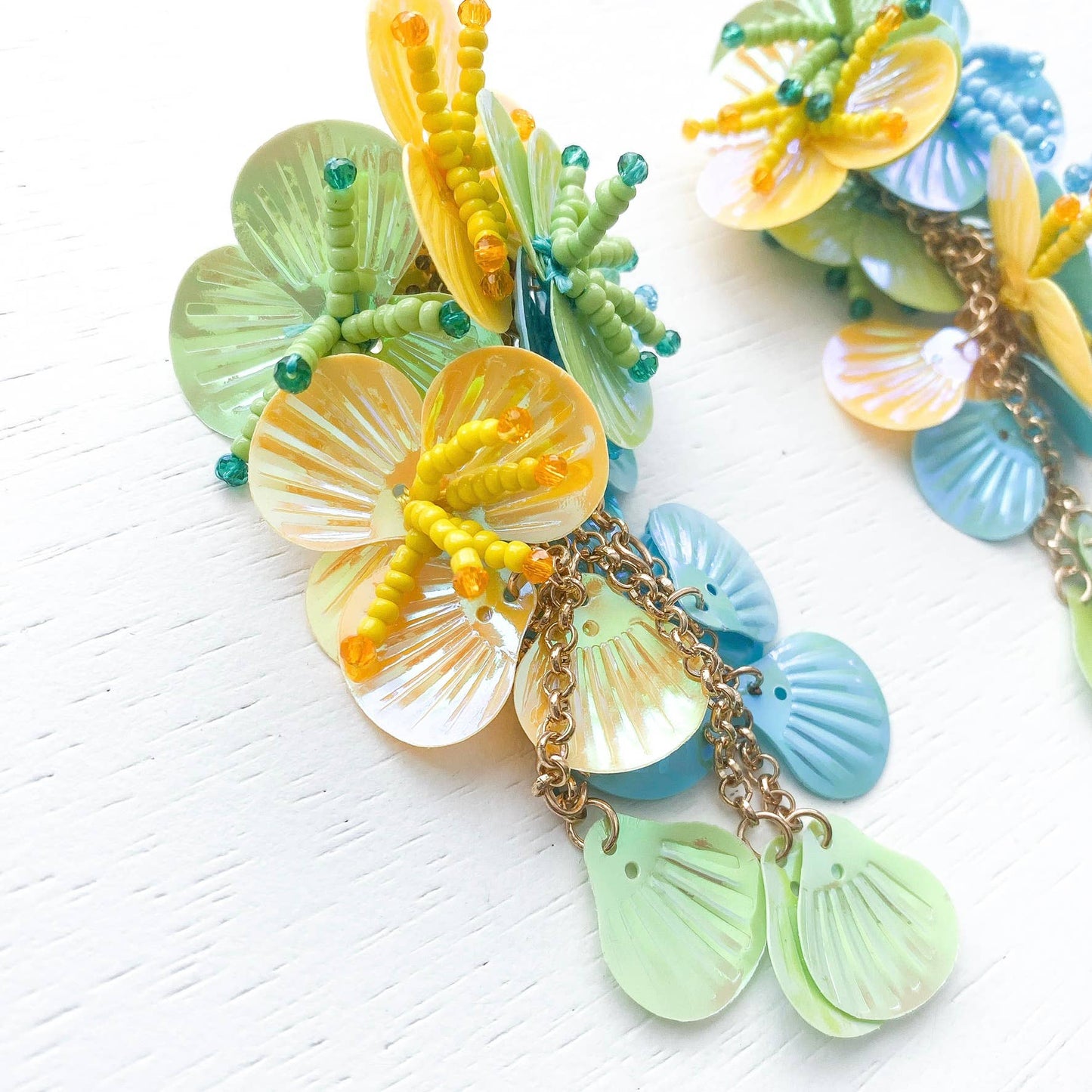 Budding Beaded Flower Earrings