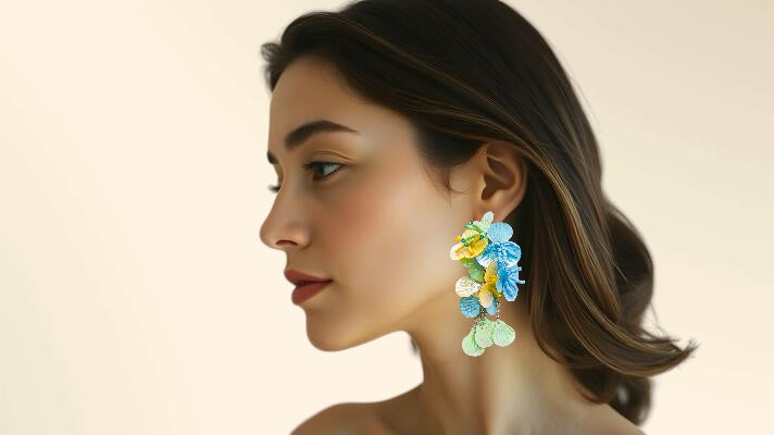 Budding Beaded Flower Earrings