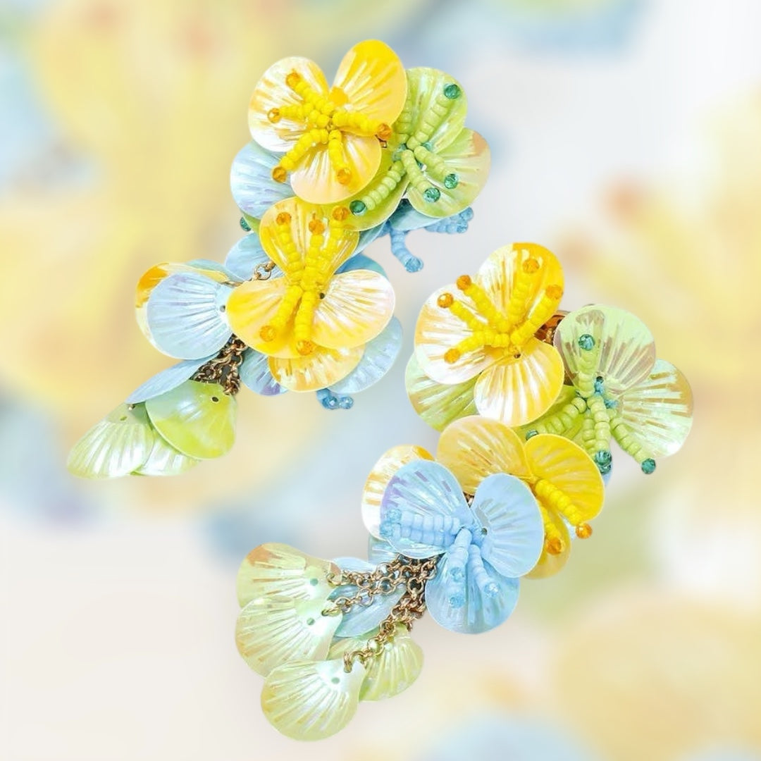 Budding Beaded Flower Earrings