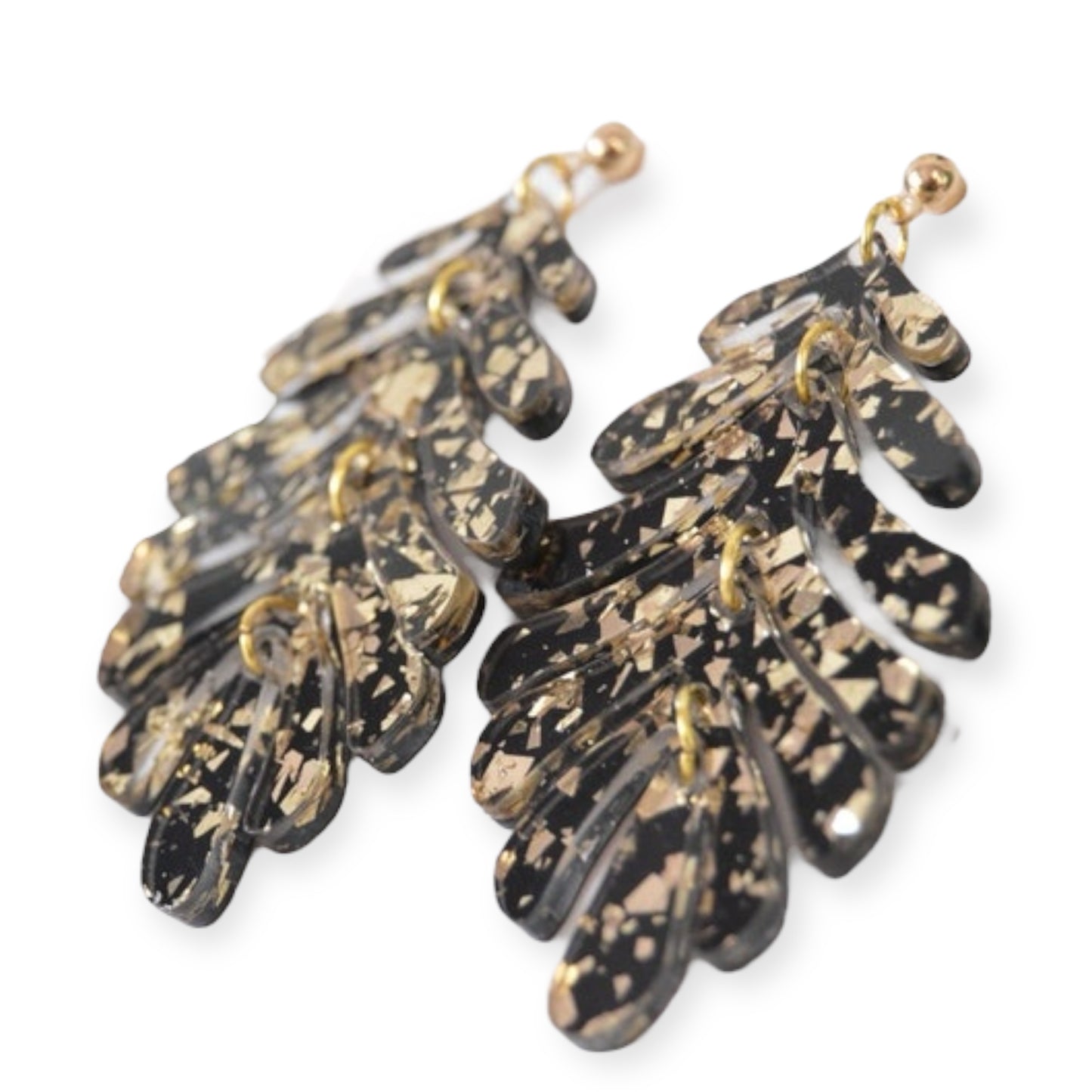 Gold Point Monstera Leaf Earrings