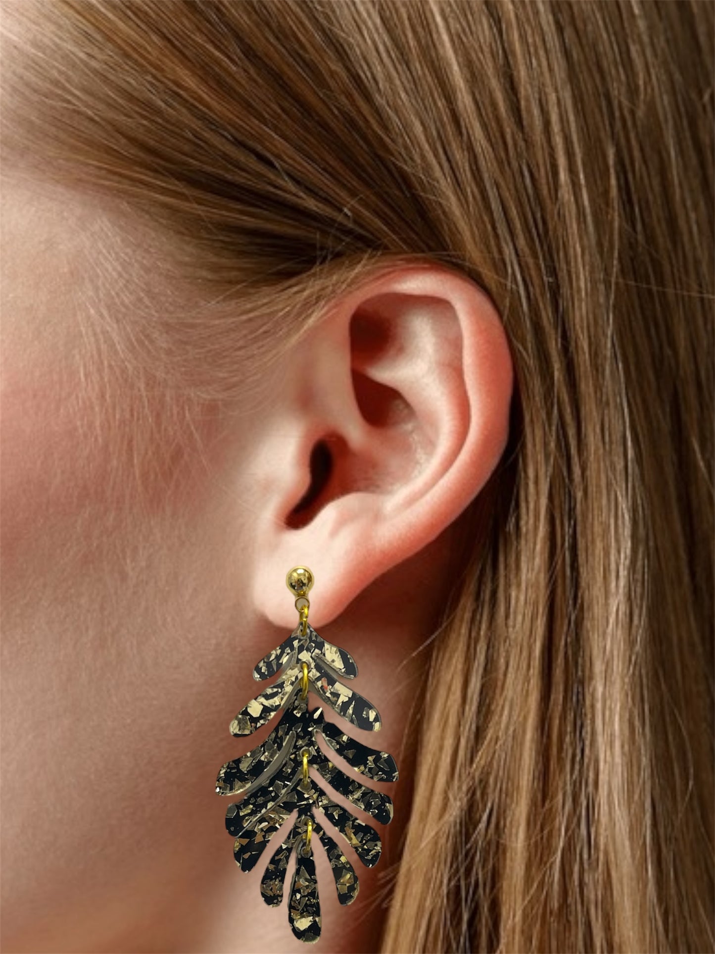 Gold Point Monstera Leaf Earrings