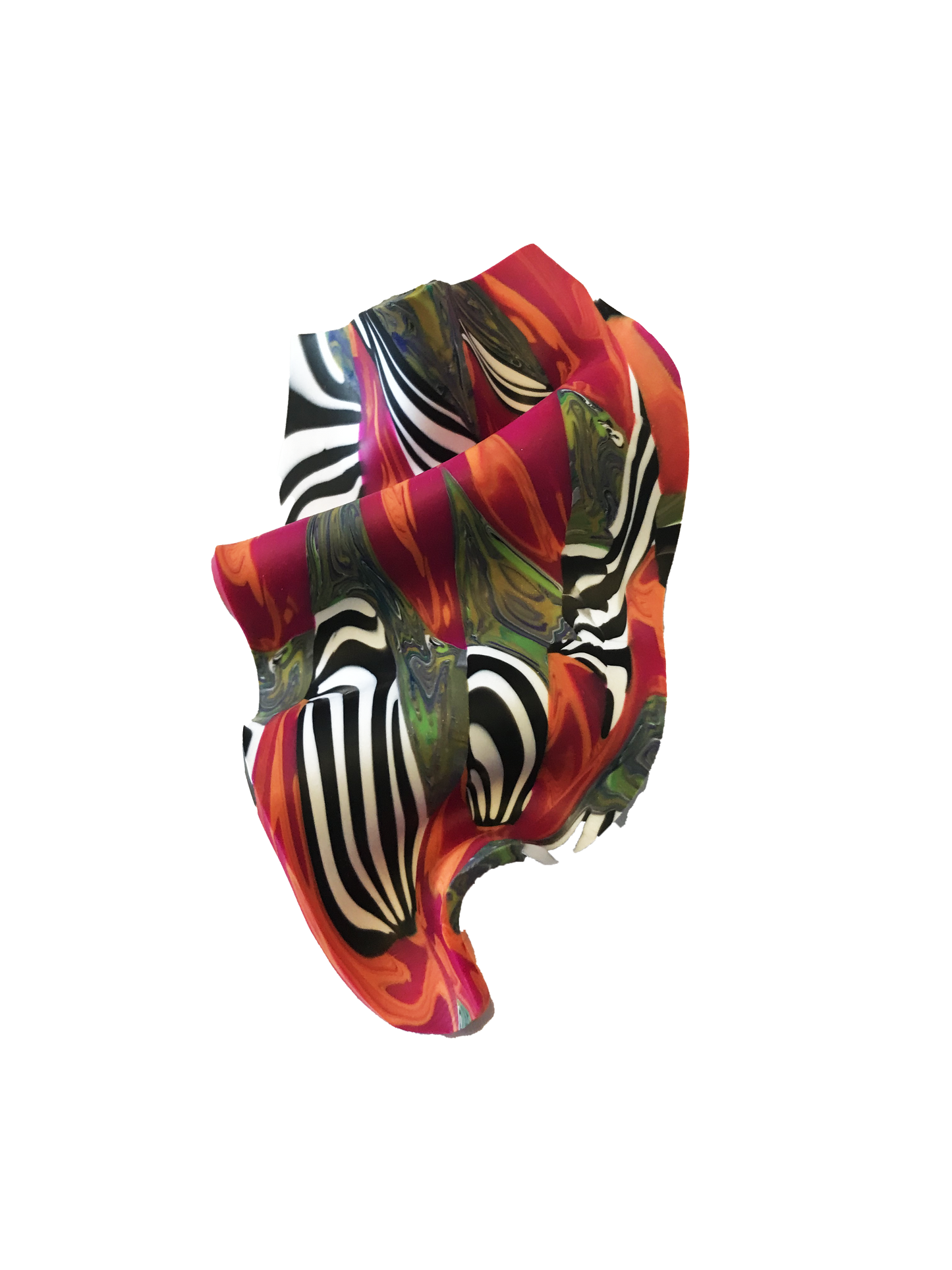 Sculptural Marbled Resin Statement Earring – Sunset Zebra Swirl