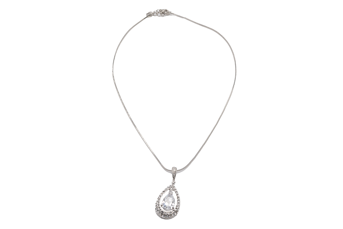 Silver Teardrop Pendant Necklace