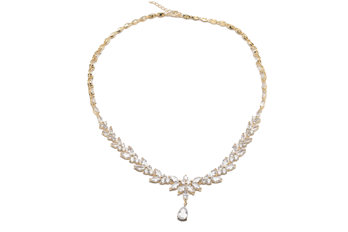 Nature-inspired Necklace, Bracelet And Drop earrings in a radiant gold-tone finish.