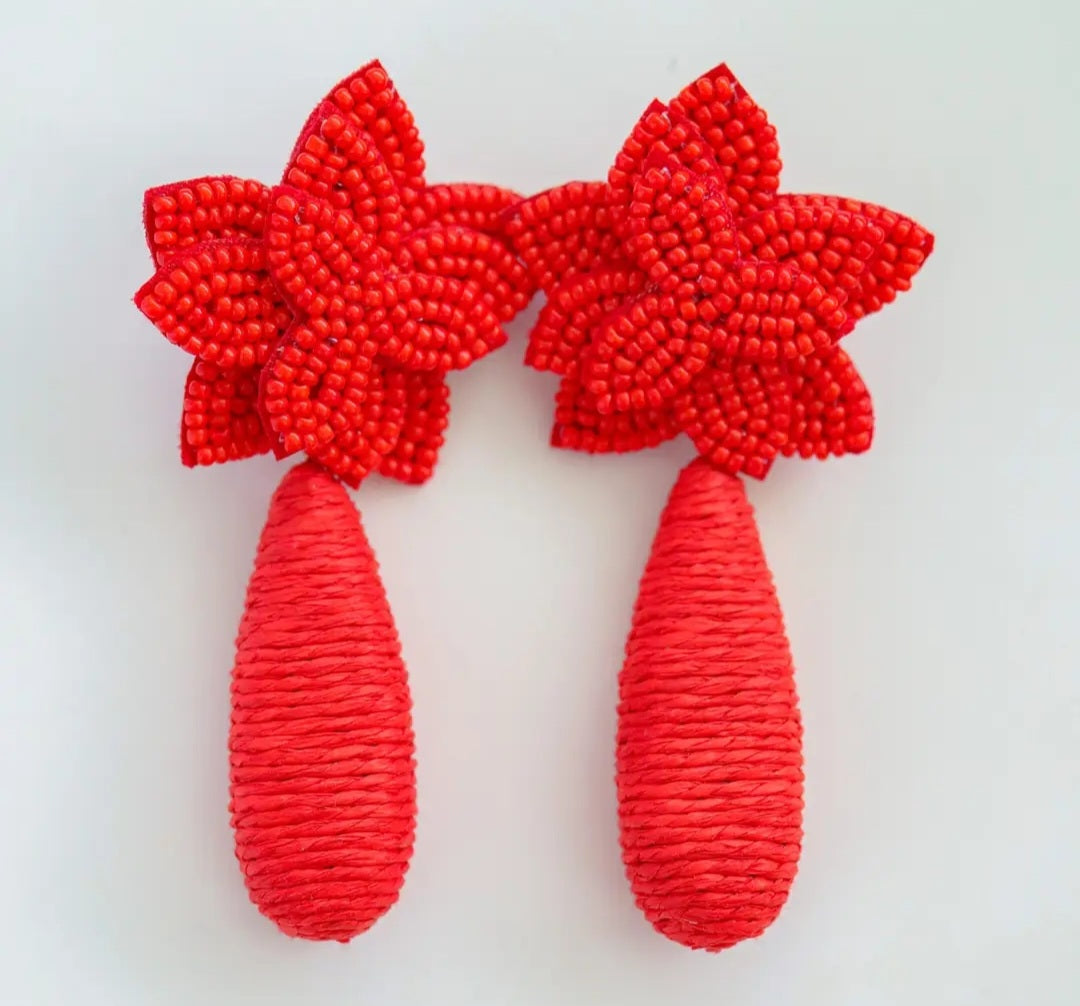 Flora Dangle Earrings Ruby Red