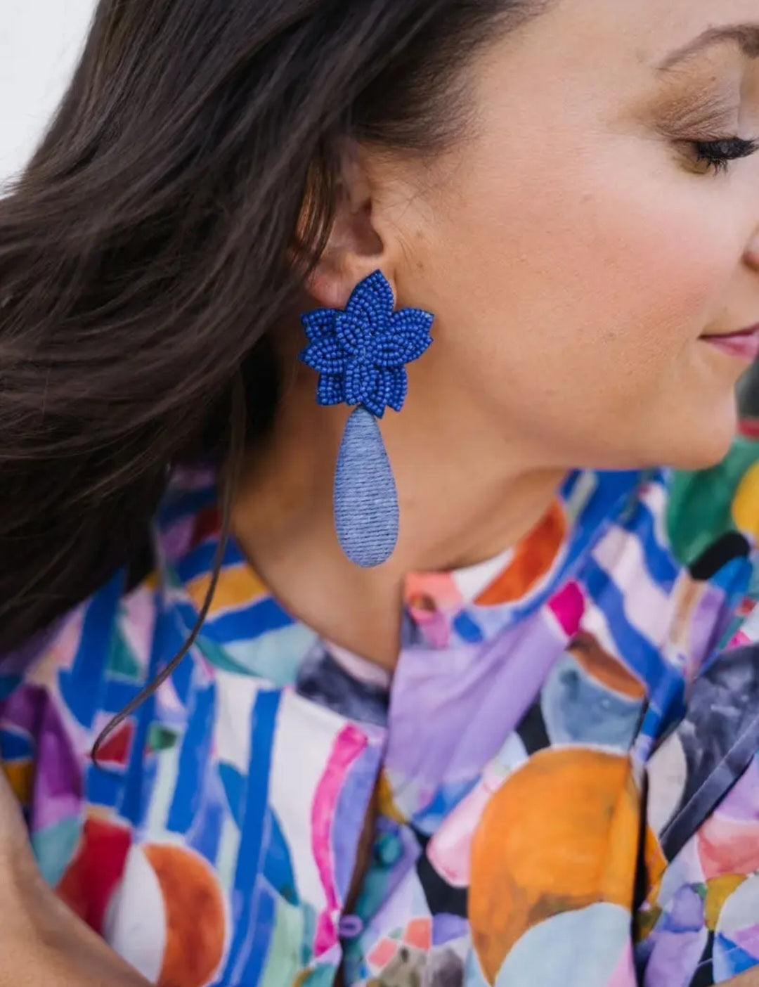 Flora Dangle Earrings Sapphire Blue