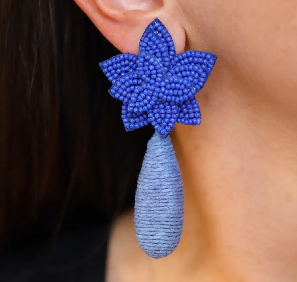 Flora Dangle Earrings Sapphire Blue