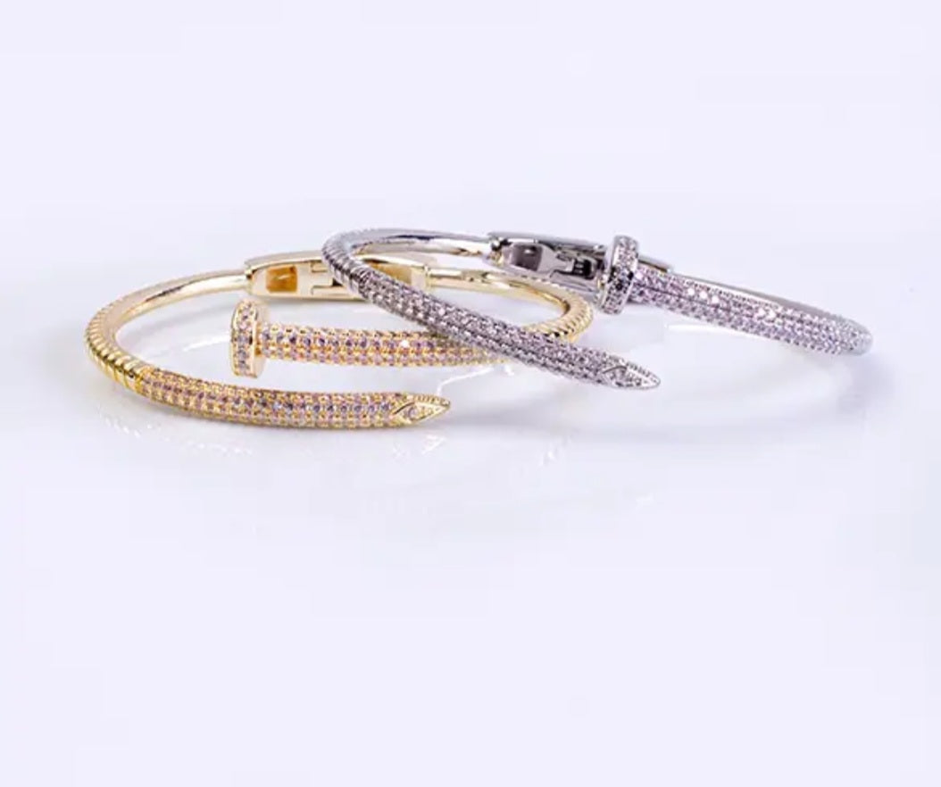 Silver Hinge Nail Bracelet