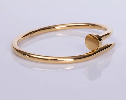 Gold Stainless Steel Nail Bangle Bracelet