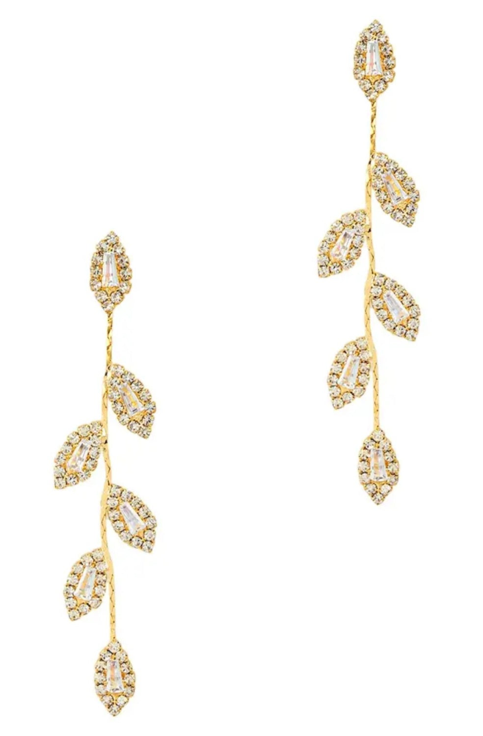 Leaf Dangle Rhinestone Earrings