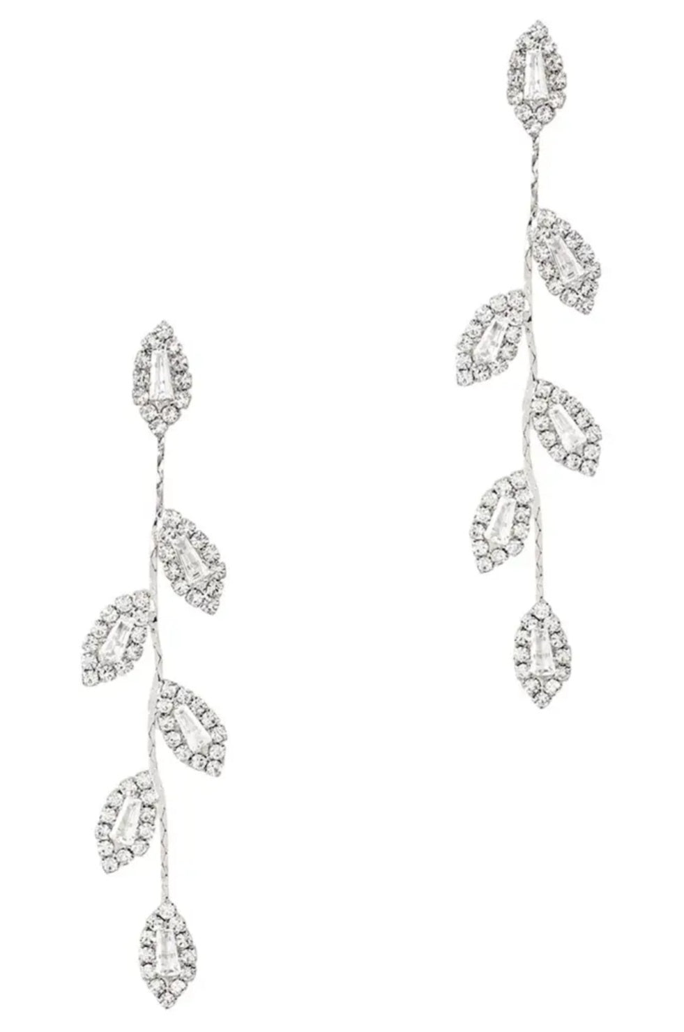 Leaf Dangle Rhinestone Earrings