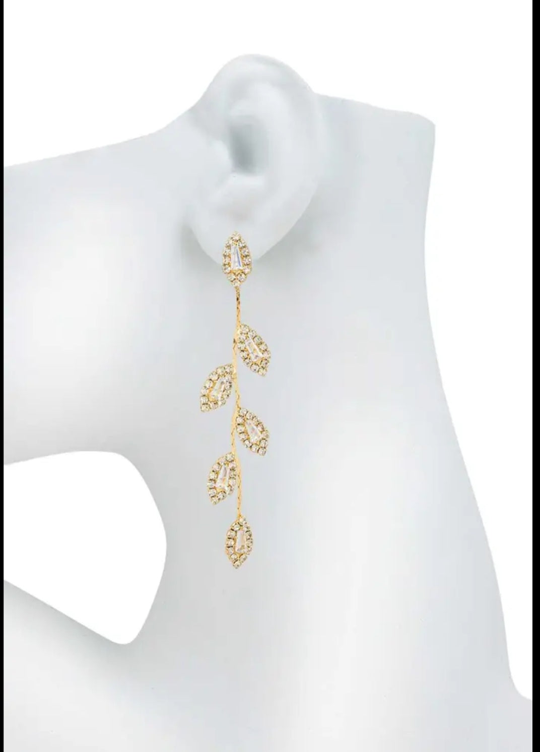 Leaf Dangle Rhinestone Earrings