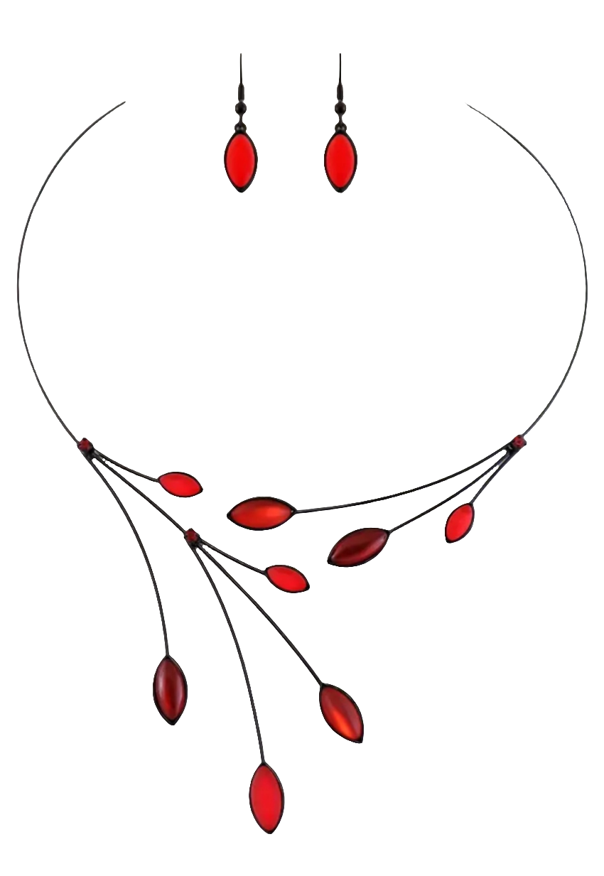 Bohemian Glass Shades of Red Necklace Set